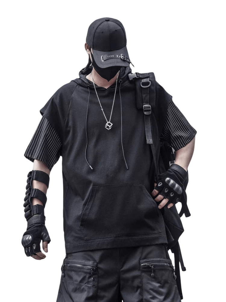 Hooded Double Layer Techwear Shirt