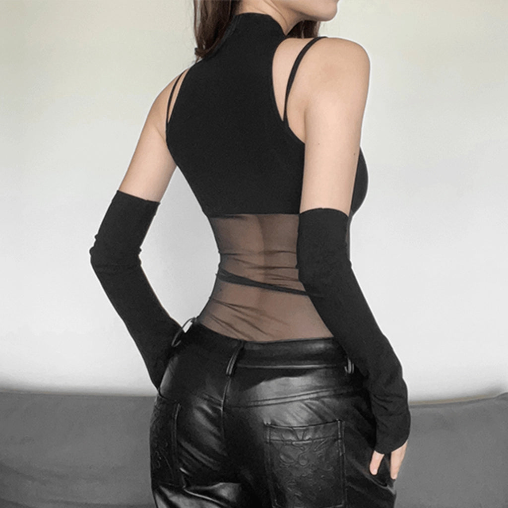 Cyberpunk Black Mesh Bodysuit