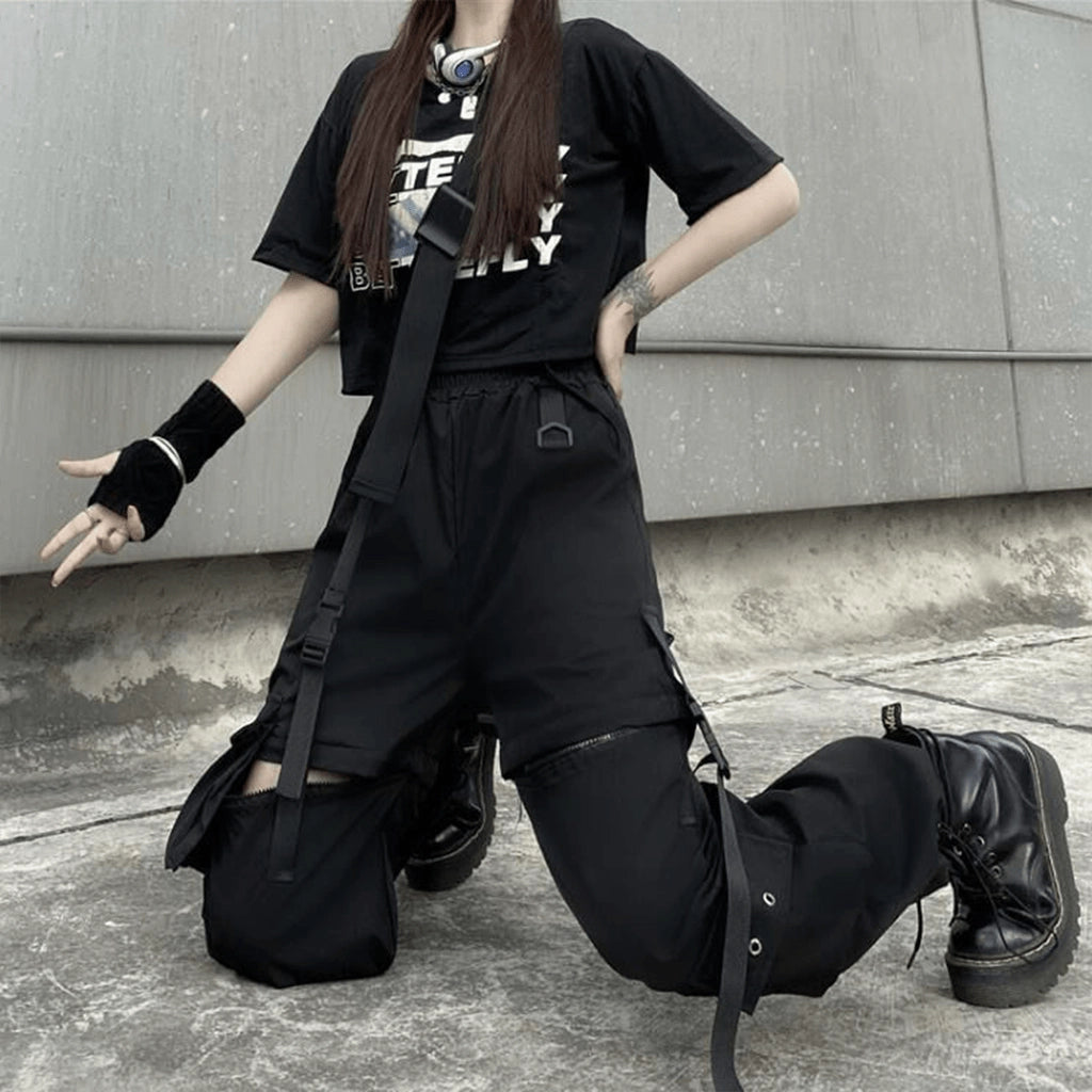 White Strap Techwear Pants