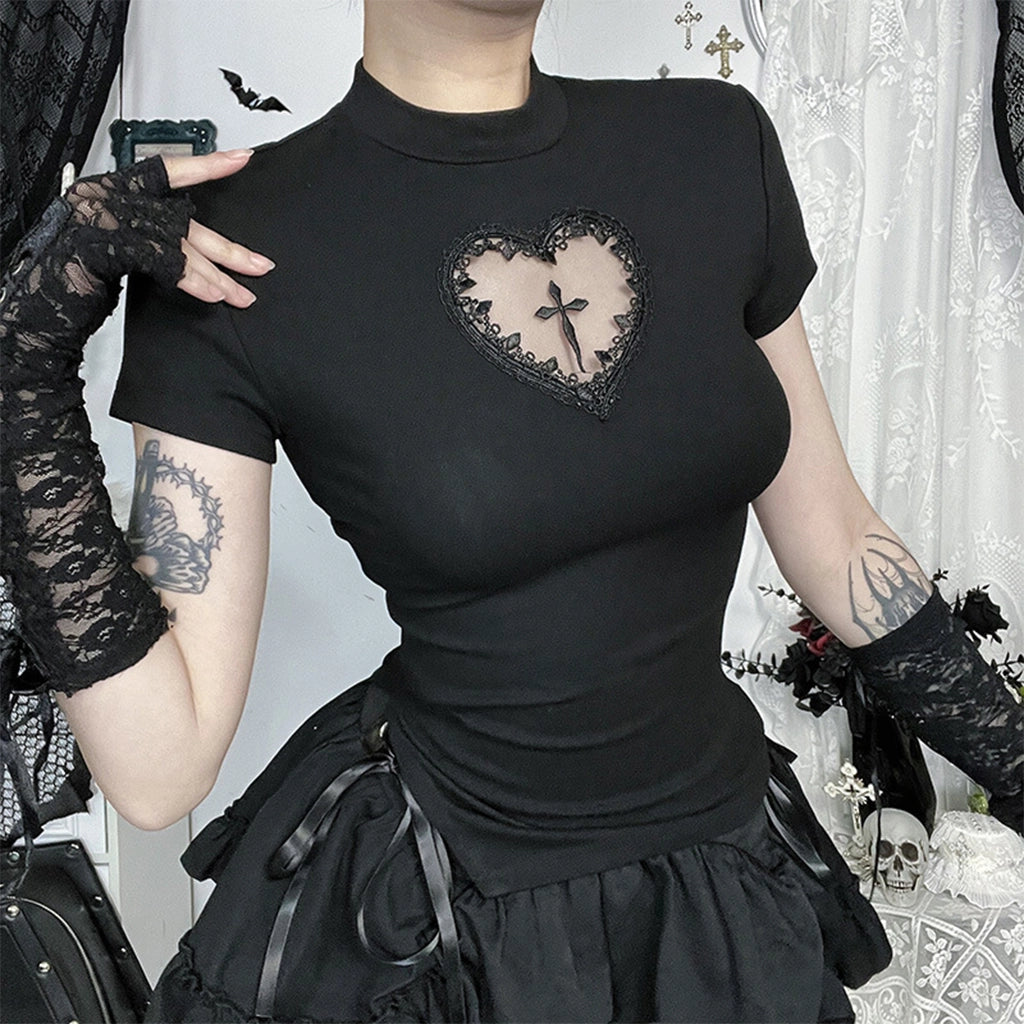 Heart Emblem Black T-Shirt