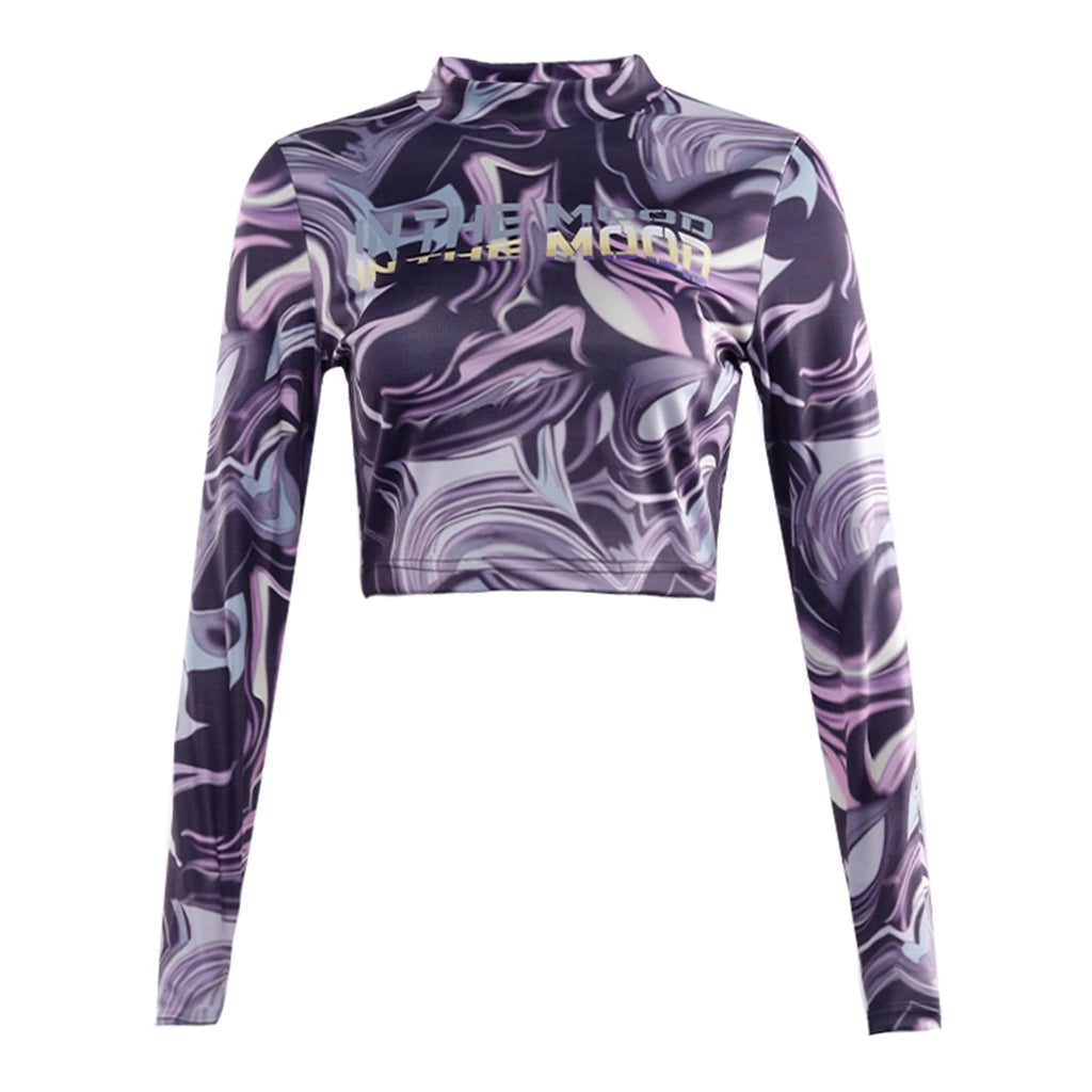 Purple Long Sleeve Crop Top