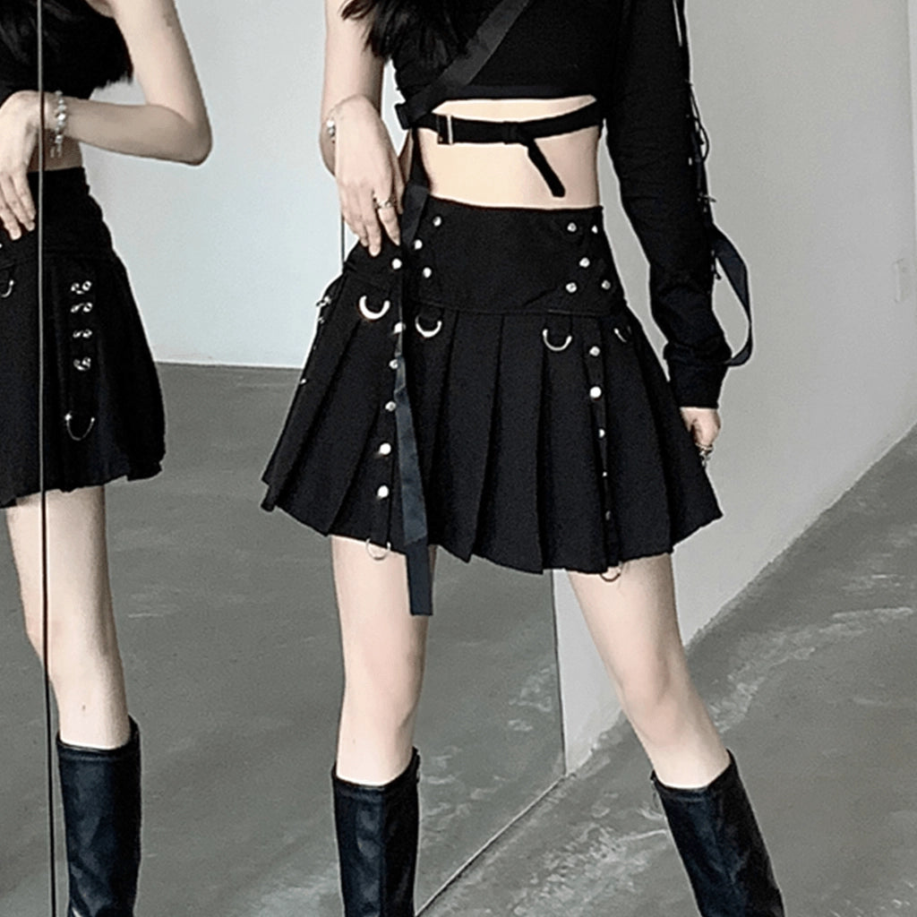 Metal Punk Pleated Skirt