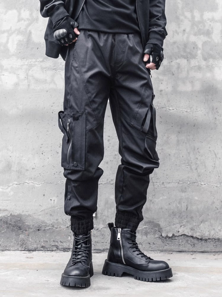 Black Tapered Techwear Pants