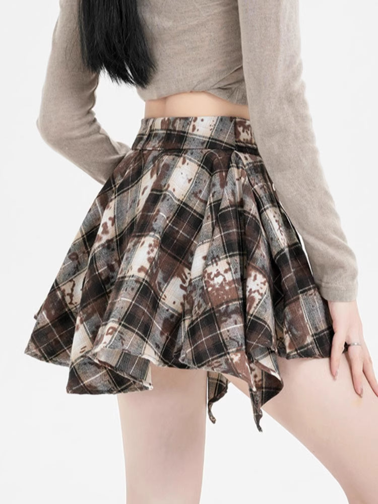 Plaid Pleated Mini Skirt