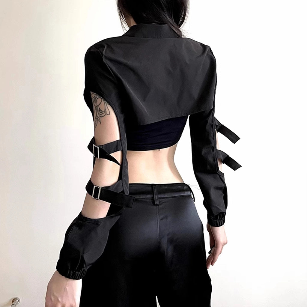Black Techwear Buckle Shrug