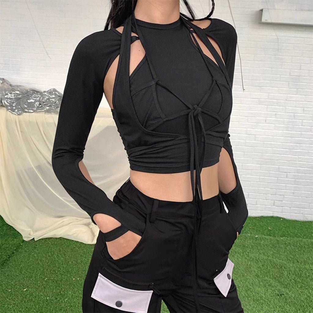 Black Strappy Cutout Top