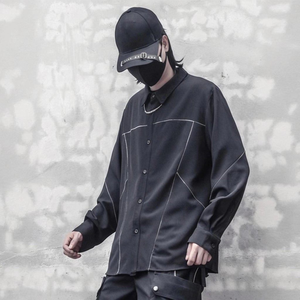 Contrast Stitch Techwear Shirt