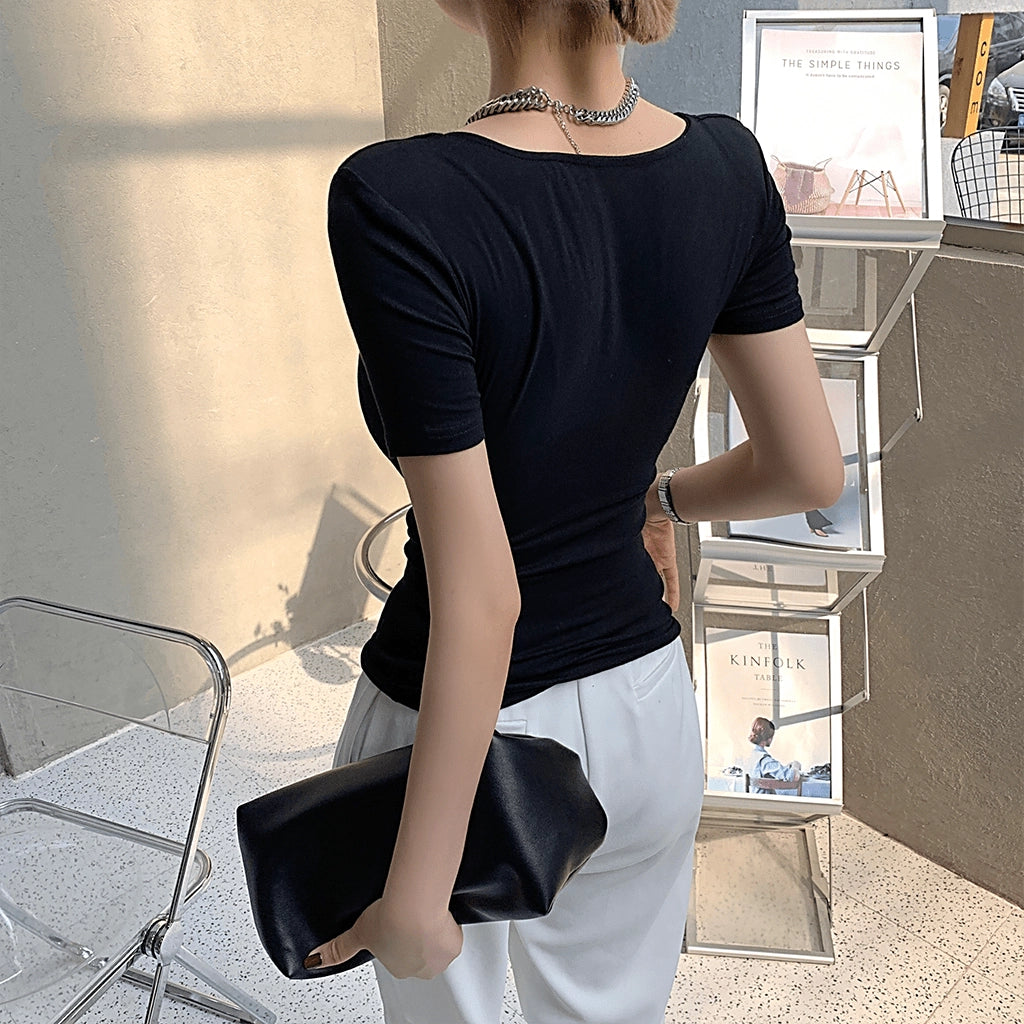 Fitted Black Short Sleeve