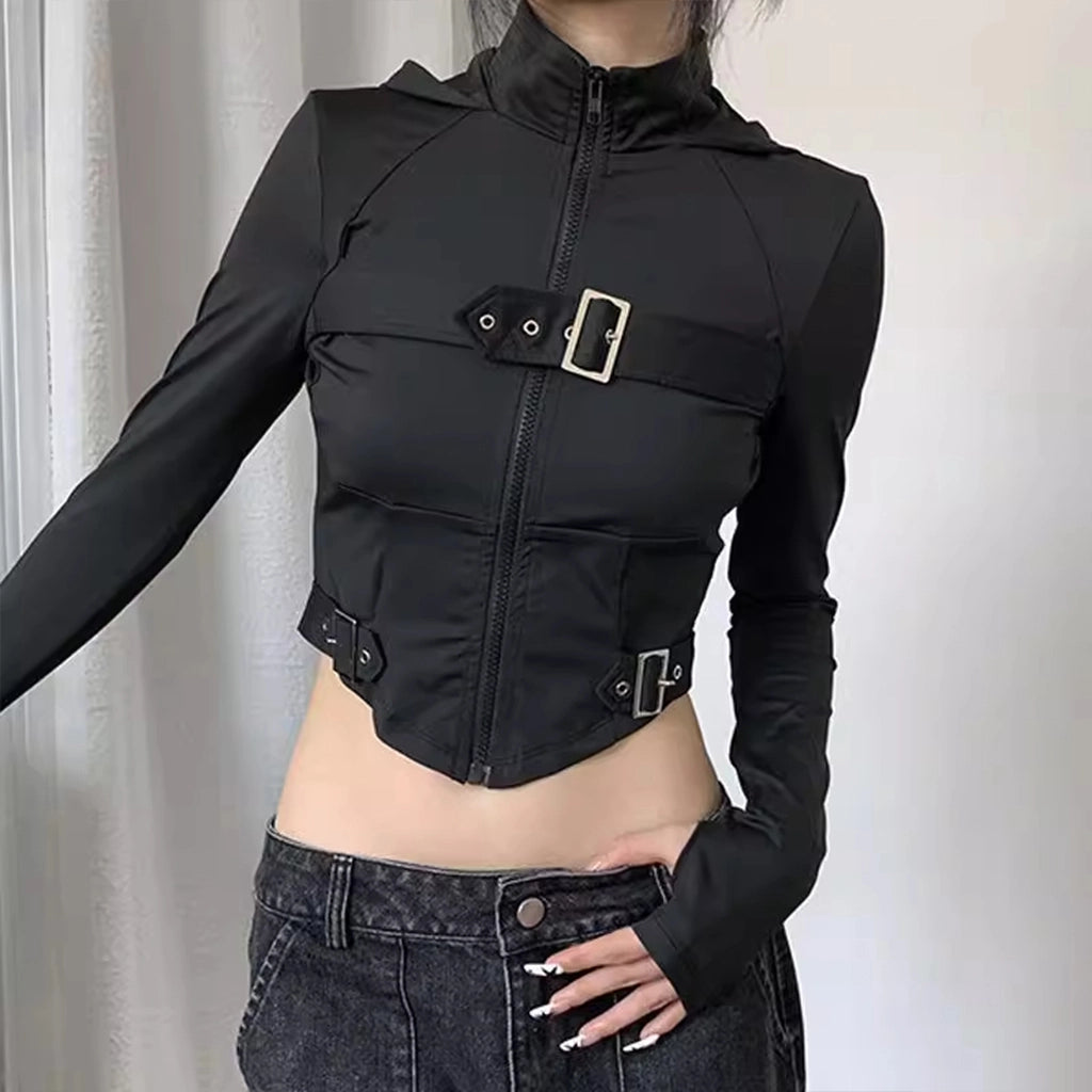 Cropped Zip Techwear Jacket