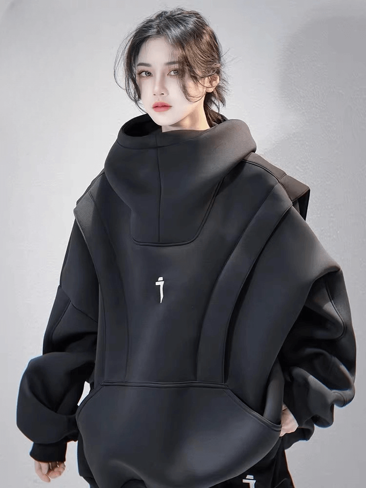 Minimalist Black Techwear Hoodie