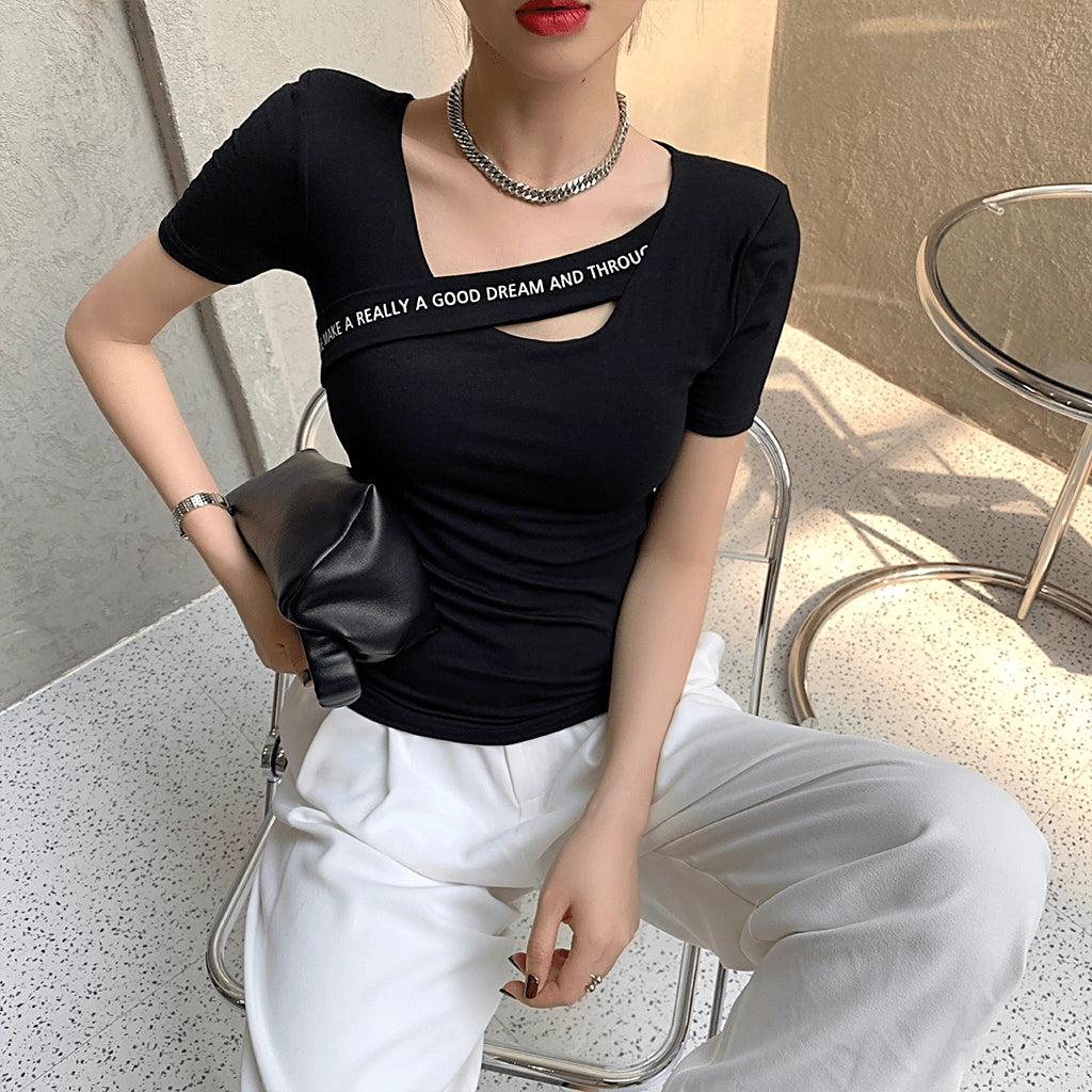 Fitted Black Short Sleeve