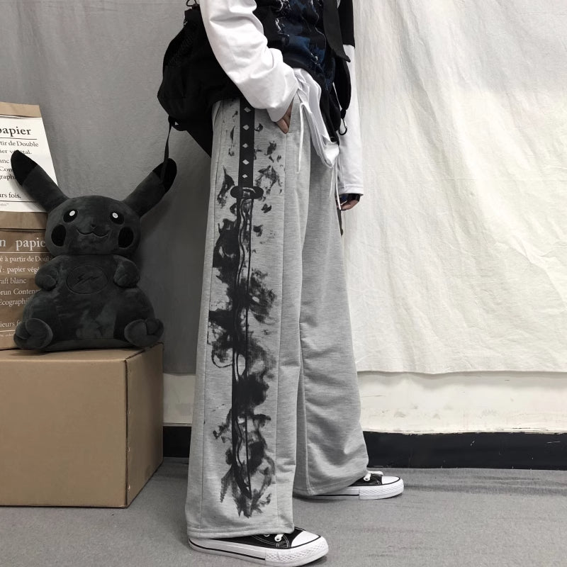 Abstract Print Techwear Pants