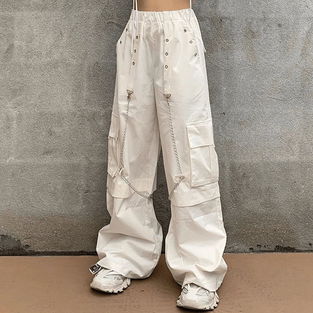 Y2K White Cargo Pants