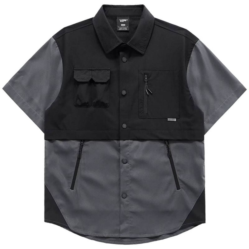 Panel Splicing Techwear Shirt