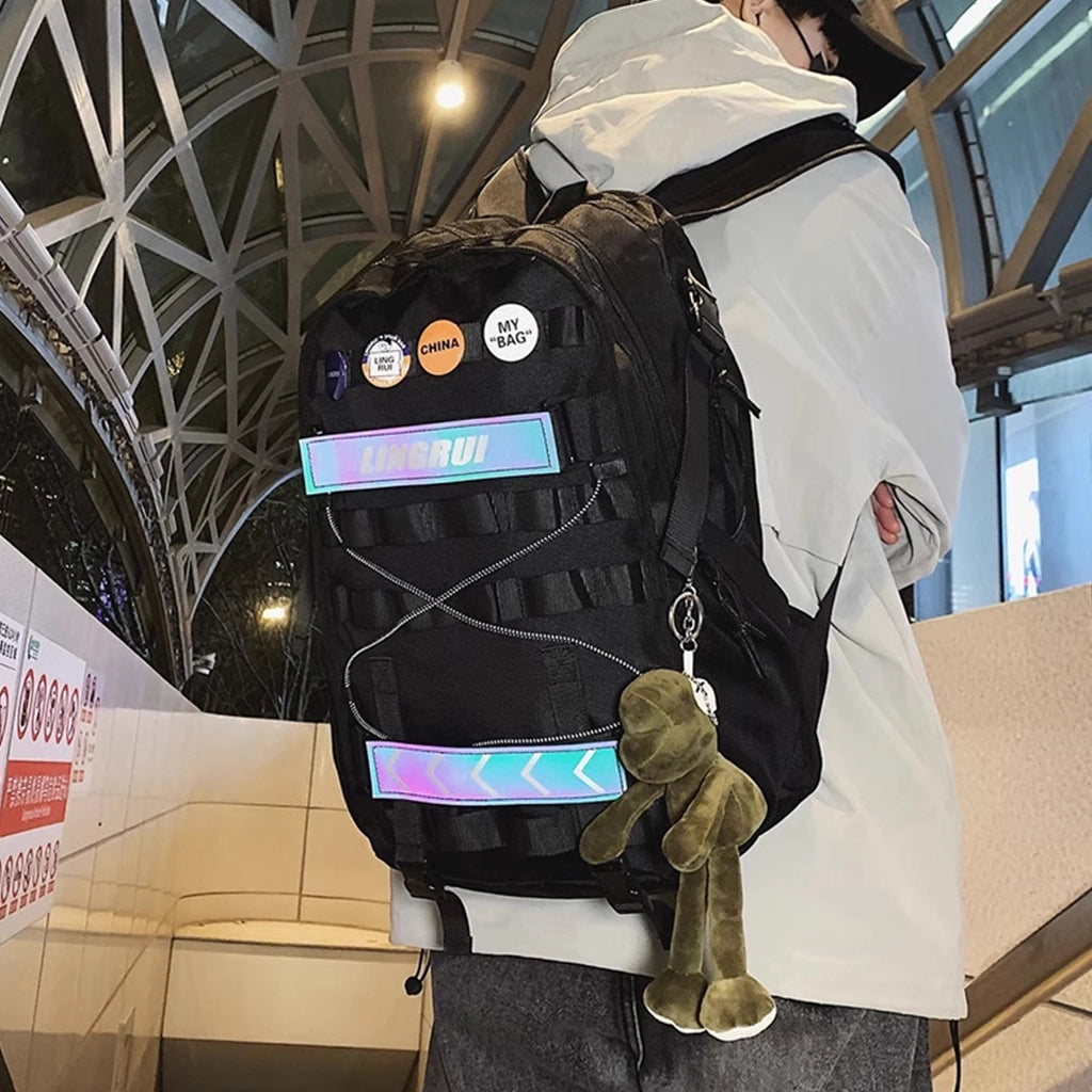 Reflective Tech Backpack for Night Travel