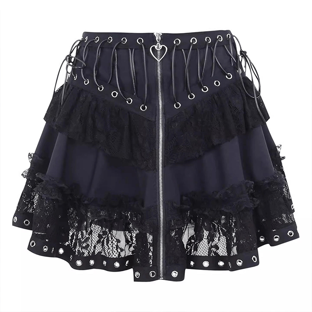 Layered Lace Punk Skirt