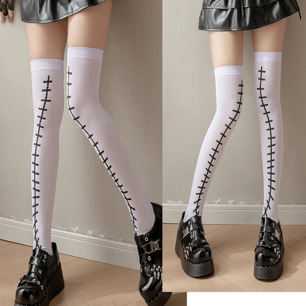 White Stitched Socks