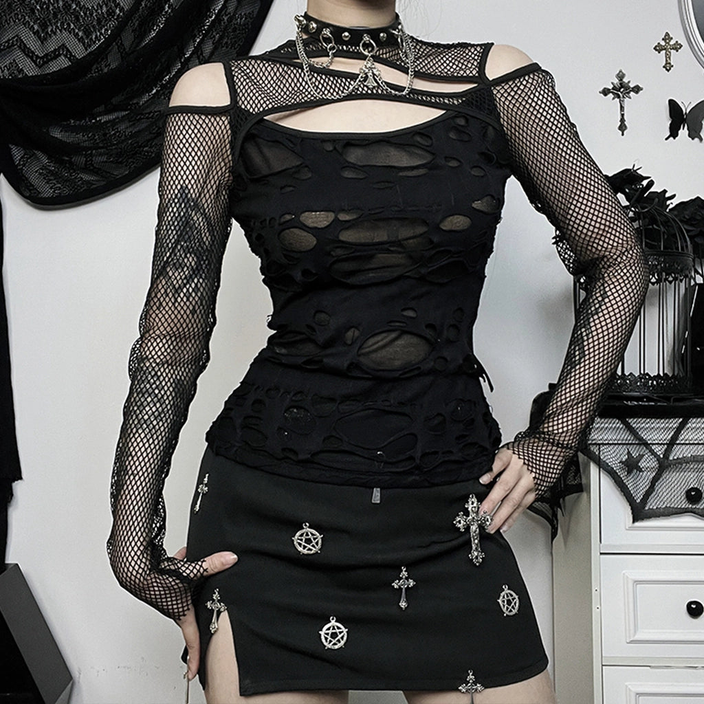 Ripped Gothic Mesh Shirt