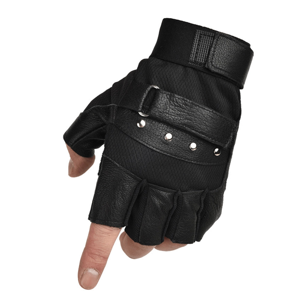 Genuine Leather Biker Gloves