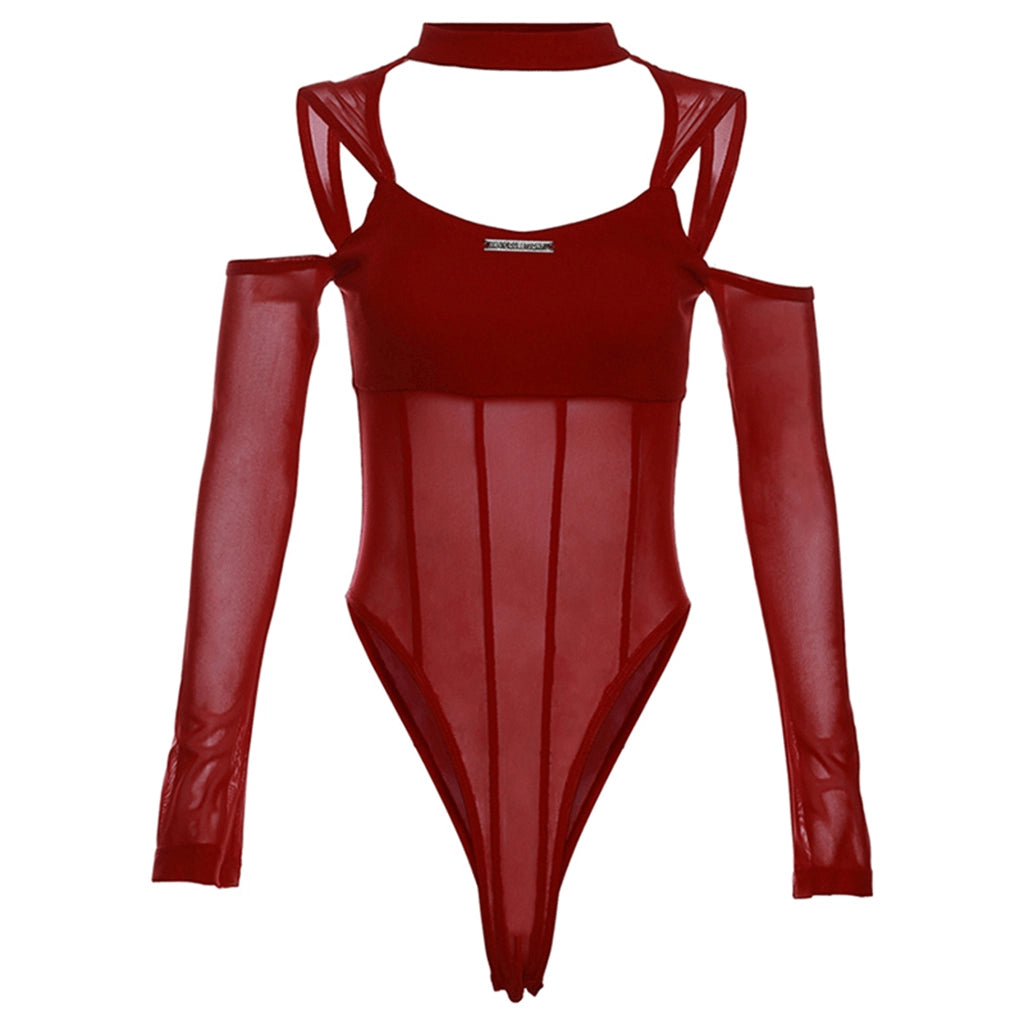 Red Cut-Out Bodysuit