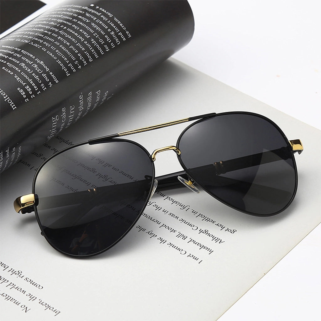 Black Lens Aviator Sunglasses