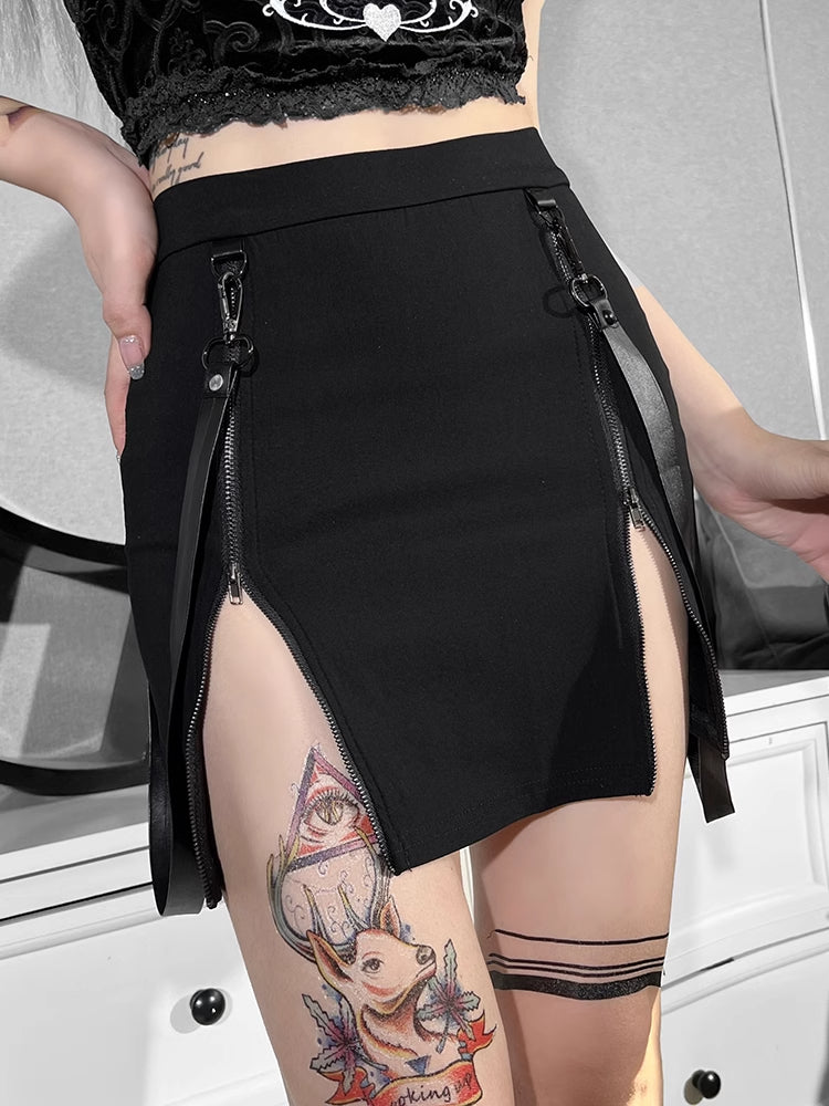 Gothic Zipper Mini Skirt