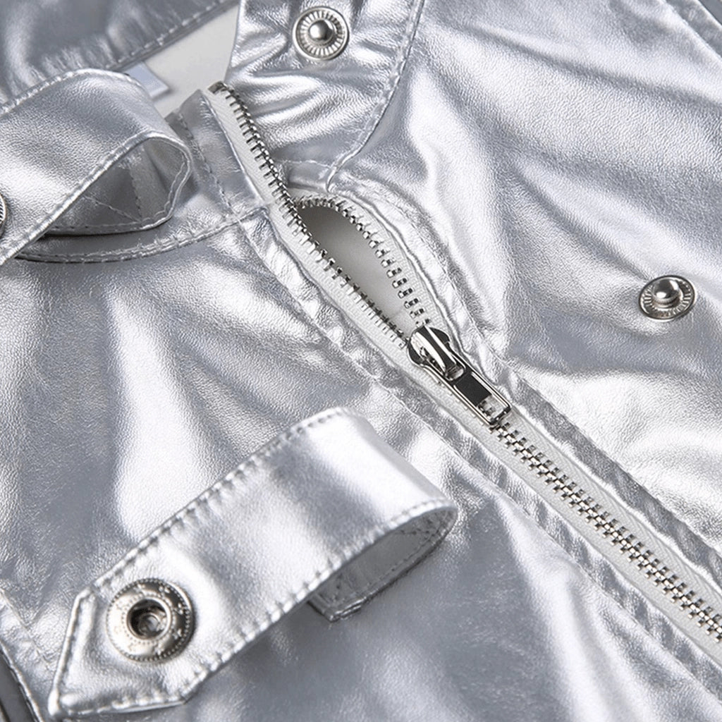 Silver Cropped Cyberpunk Top