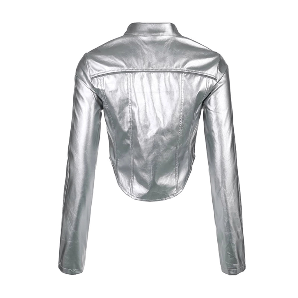 Silver Cropped Cyberpunk Top