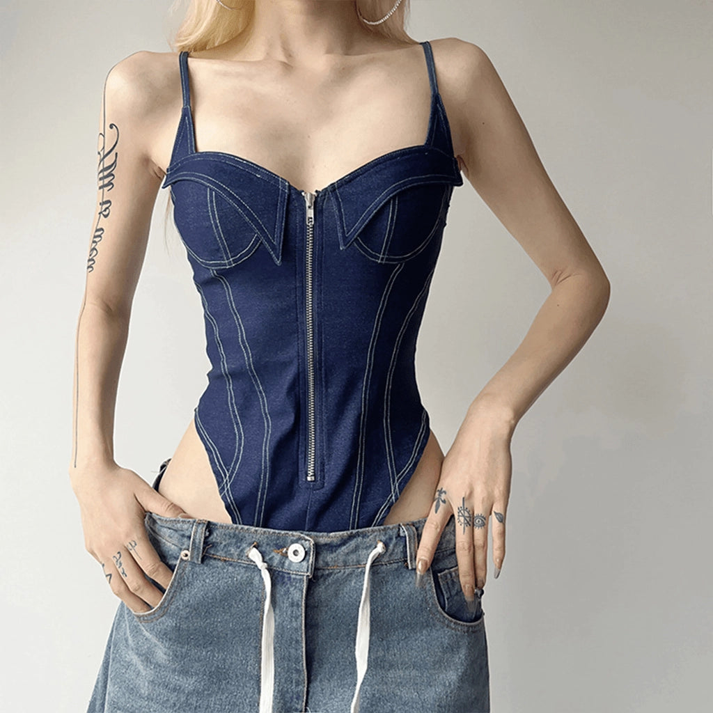 Denim Corset Bodysuit