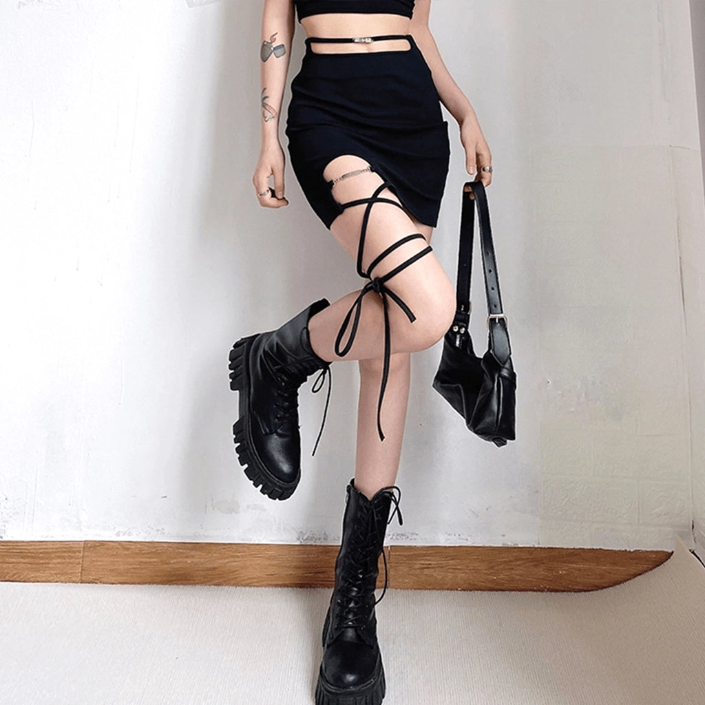 Cut-Out Lace-Up Skirt