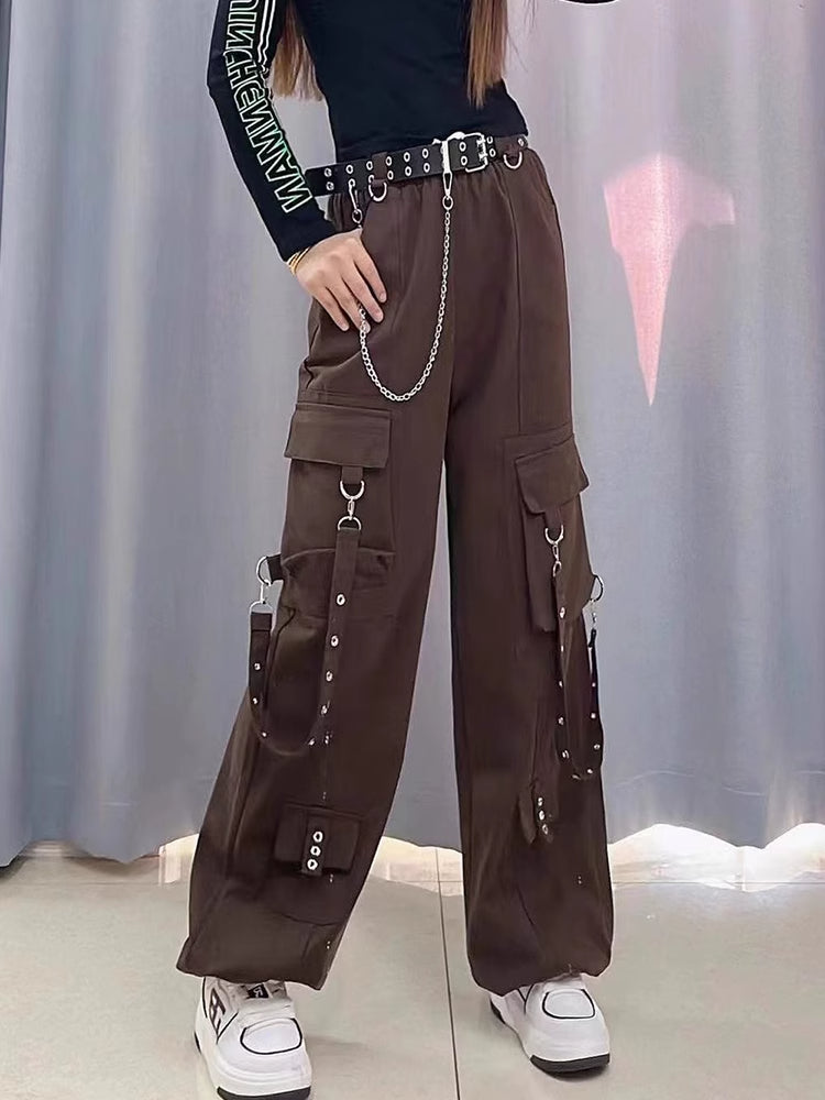 Chain Embellished Techwear Pants