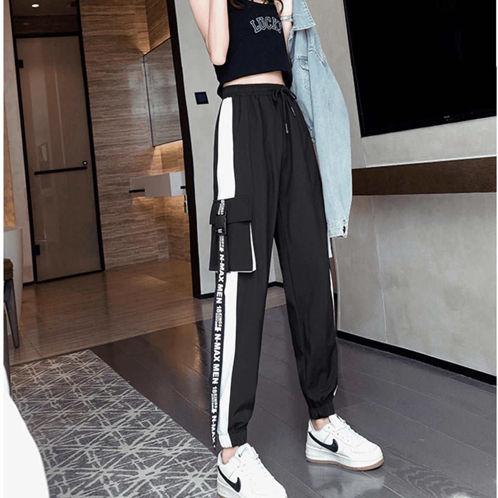 Black Red Cargo Joggers