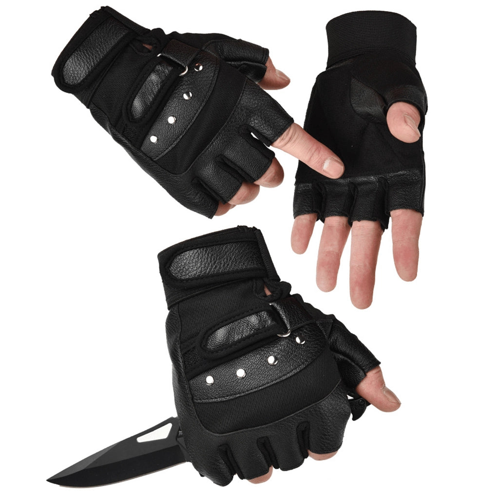 Genuine Leather Biker Gloves