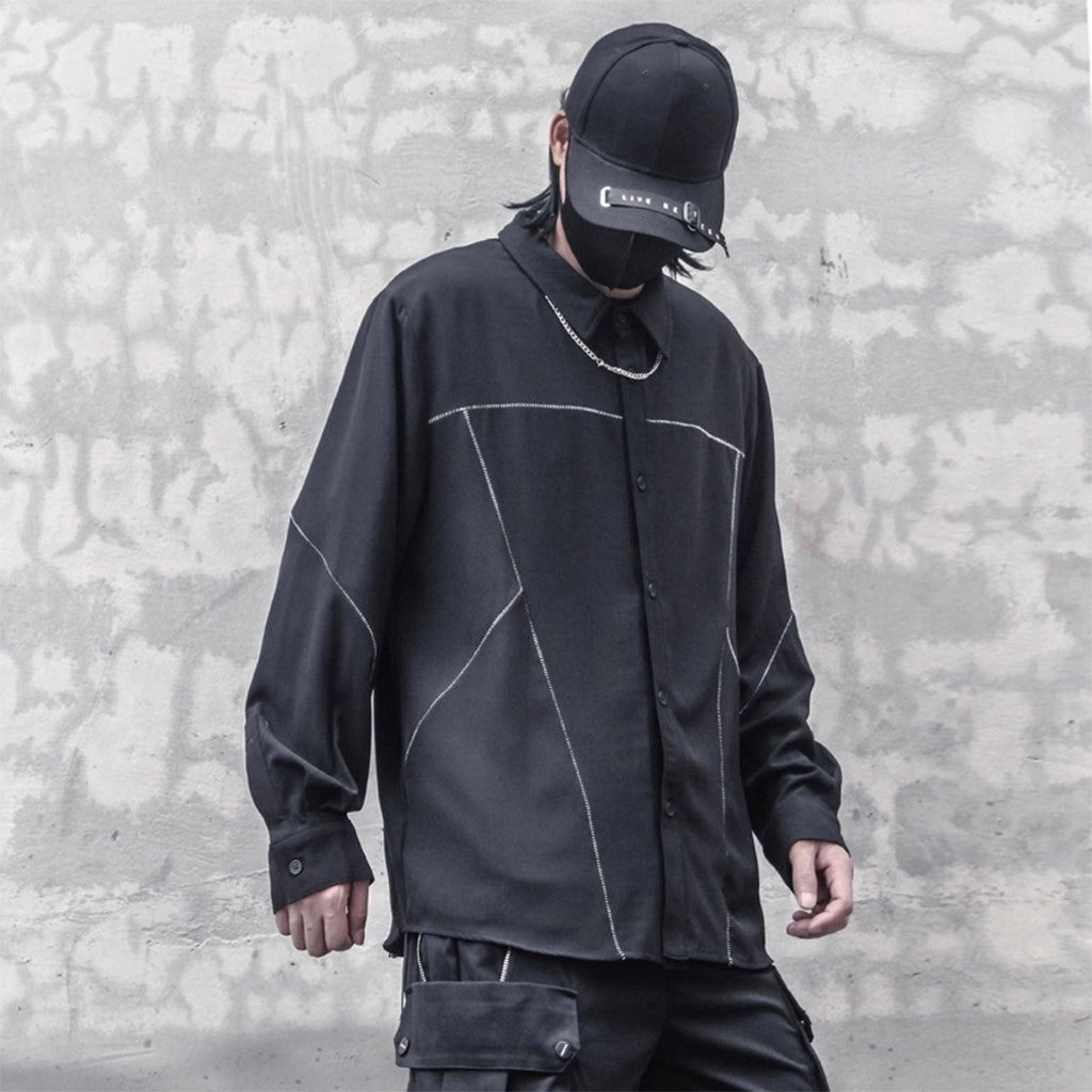 Contrast Stitch Techwear Shirt