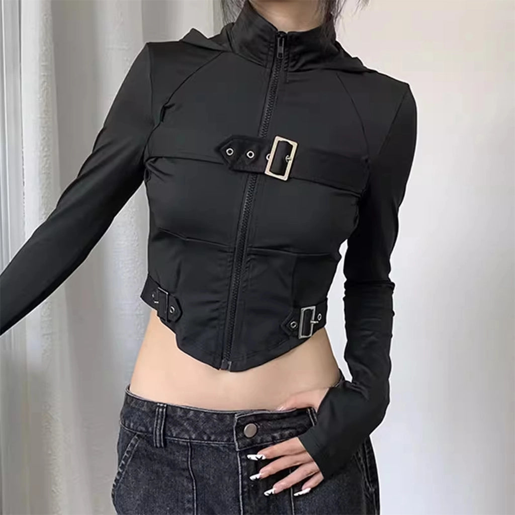 Cropped Zip Techwear Jacket