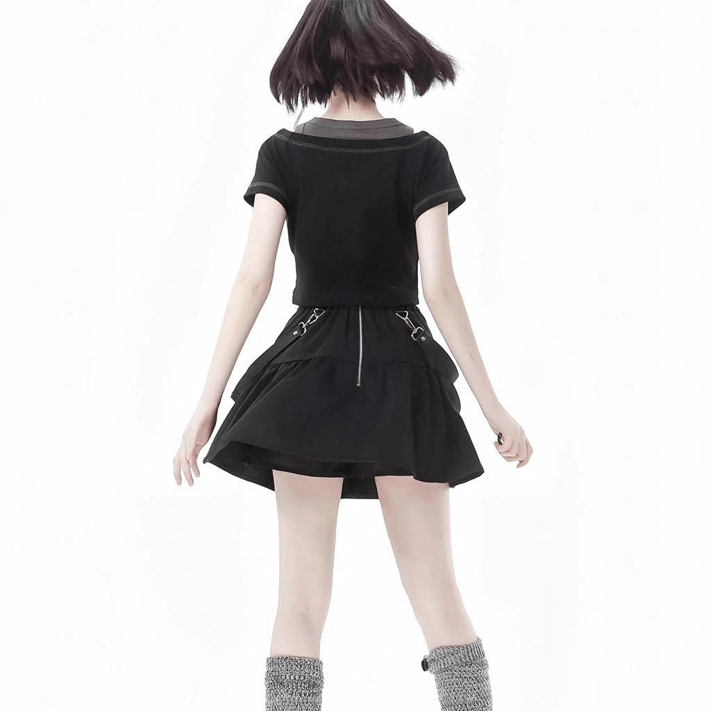 Black Techwear Mini Skirt