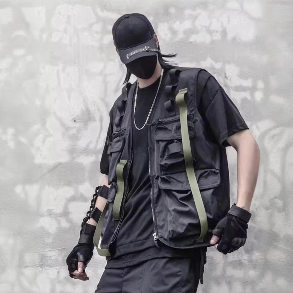 Techwear Vest with Olive Strap
