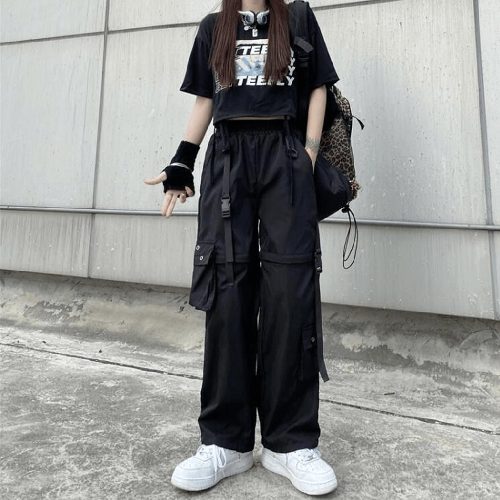 White Strap Techwear Pants