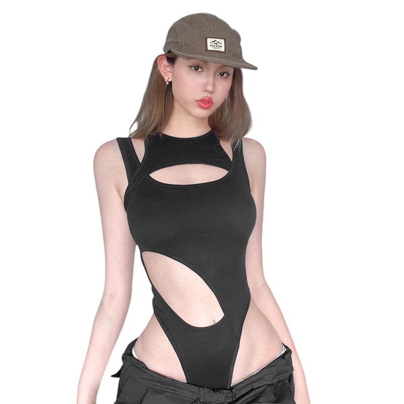 Asymmetrical Cut-Out Bodysuit