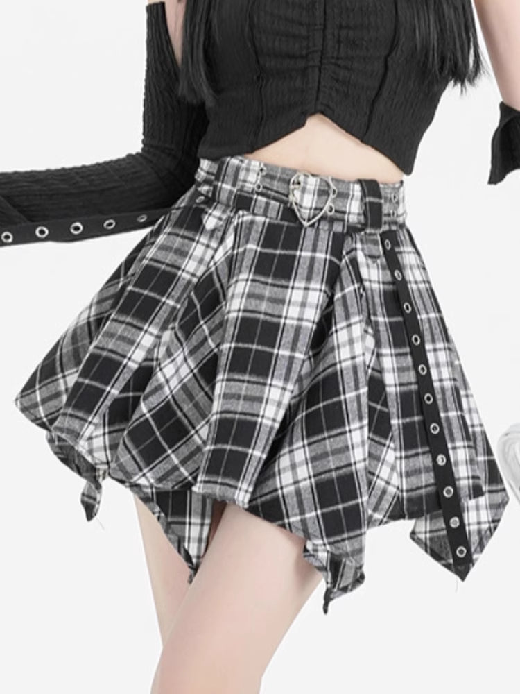 Plaid Pleated Mini Skirt