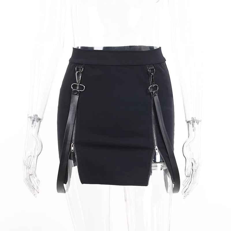 Gothic Zipper Mini Skirt