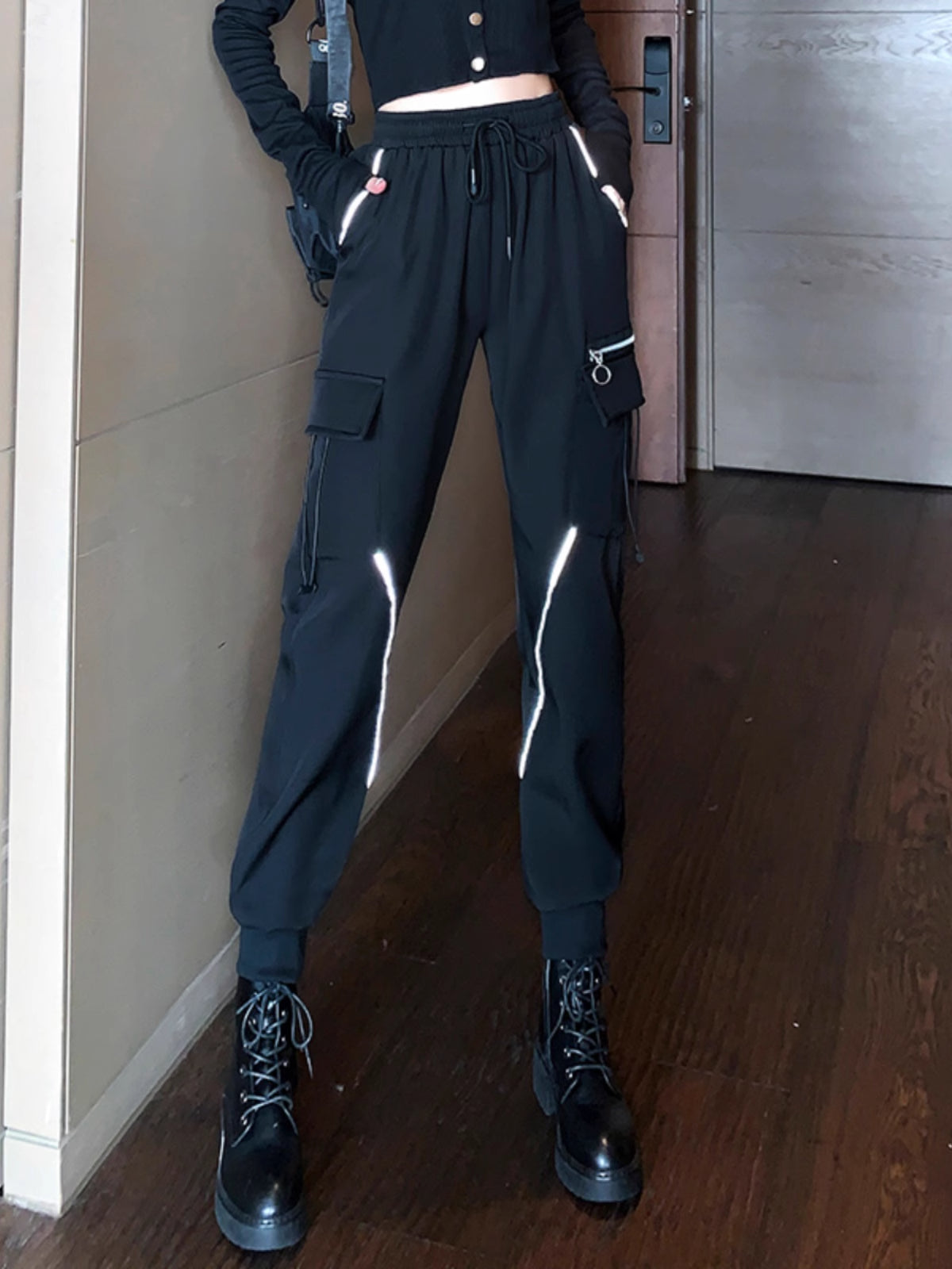 Reflective Techwear Joggers for Night Running