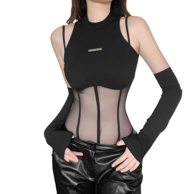 Sheer Black Mesh Bodysuit