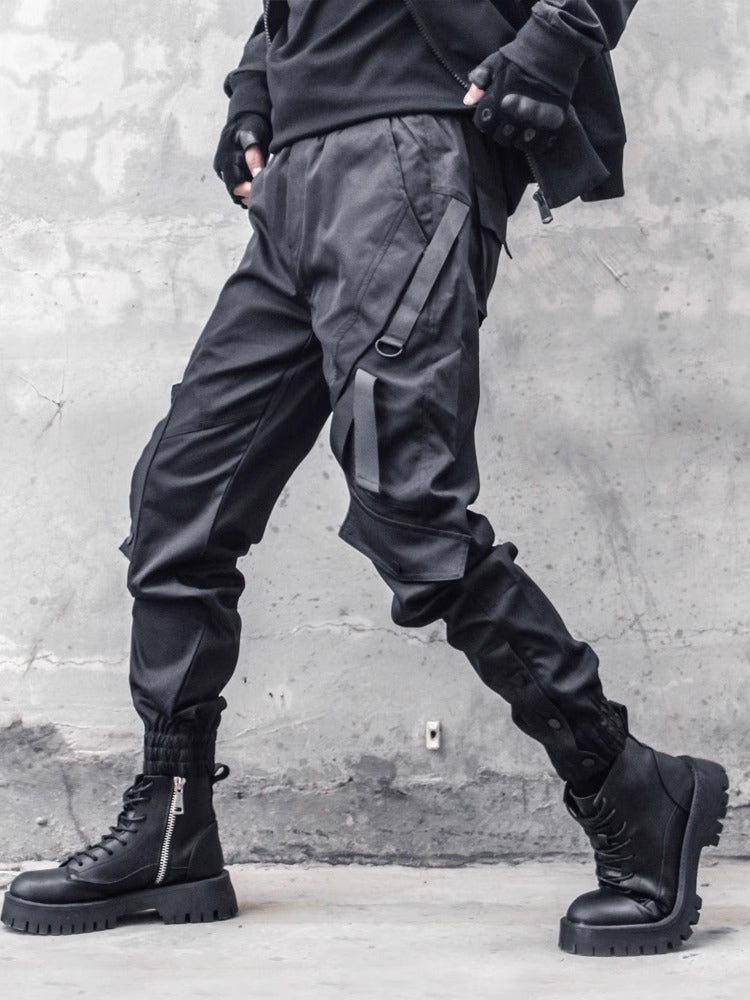 Black Tapered Techwear Pants