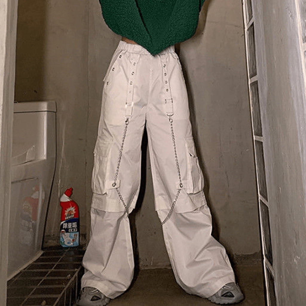 Y2K White Cargo Pants
