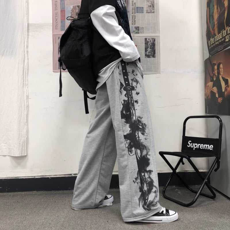 Abstract Print Techwear Pants