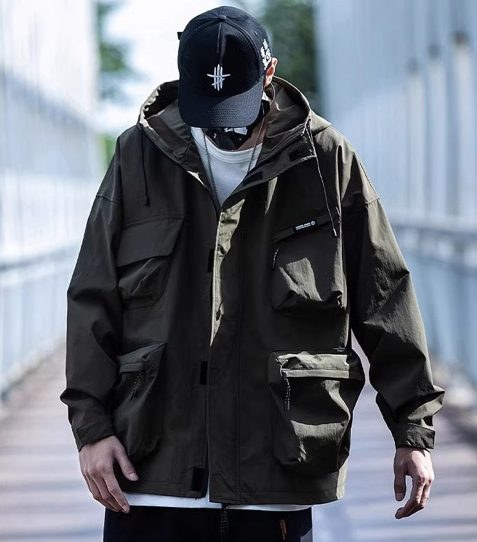 Hooded Cargo Techwear Jacket