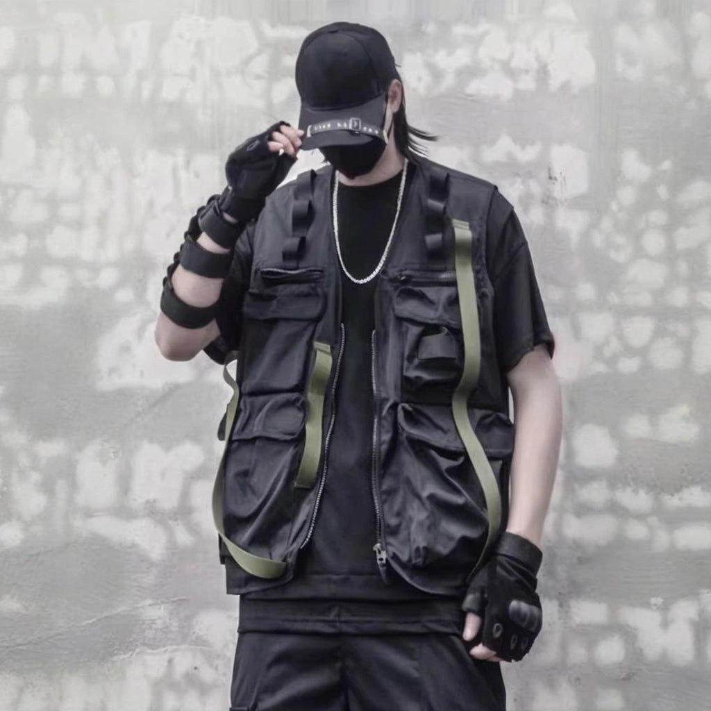 Techwear Vest with Olive Strap