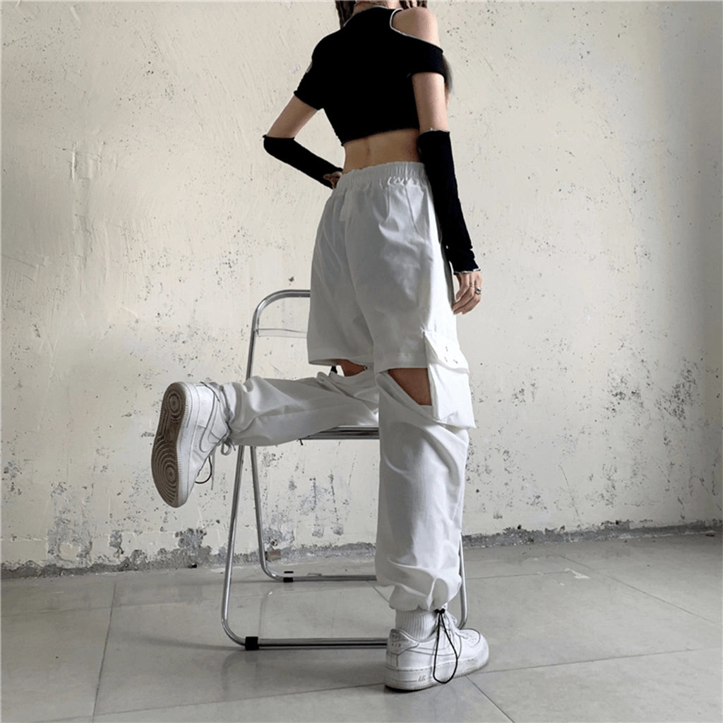 White Strap Techwear Pants