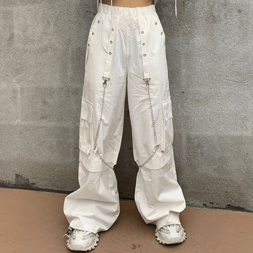 Y2K White Cargo Pants